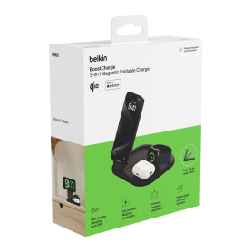 Station de recharge sans fil 3-en-1 avec Qi2 (15W) BELKIN WIZ029vfBK - Noir