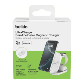 Station de Recharge Magnétique 3-en-1 Qi2 (25W) BELKIN WIZ037kqWH - Blanc