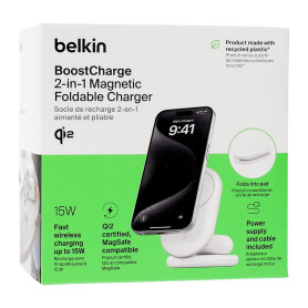Station de recharge sans fil 2-en-1 avec Qi2 (15W) BELKIN WIZ028vfWH - Blanc