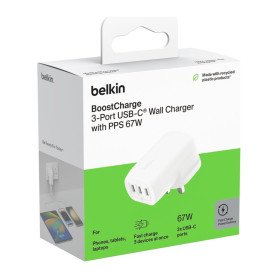 Chargeur Secteur (3 USB-C) (67W) BELKIN WCC002vfWH - Blanc
