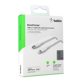 BoostCharge Câble Lightning vers USB-C 2M BELKIN CAA003bt2MWH - Blanc