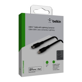 Câble tressé USB-C vers Lightning 1M BELKIN CAA004bt1MBK - Noir