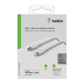 Câble Tressé USB-C vers Lightning 1M BELKIN CAA004bt1MWH - Blanc