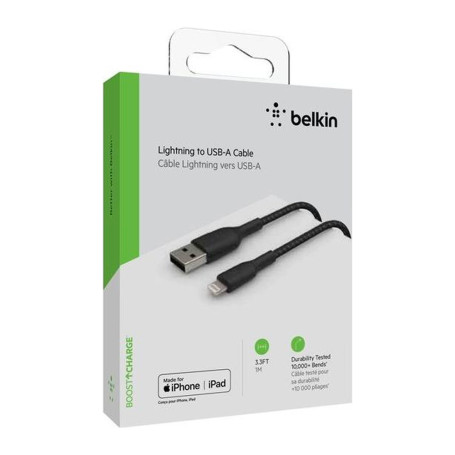 Câble Tressé Lightning 1M BELKIN CAA002bt1MBK - Noir