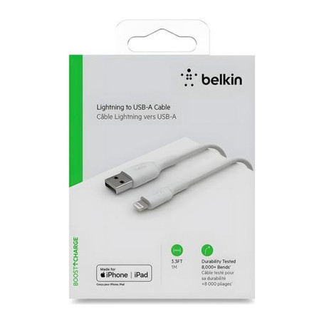Câble Lightning 1M BELKIN CAA001bt1MWH - Blanc