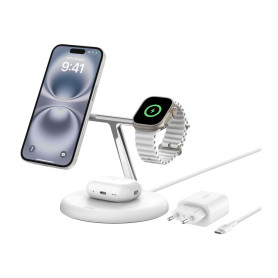 Station de recharge 3-en-1 avec Qi2 (15W) BELKIN WIZ023vfWH - Blanc