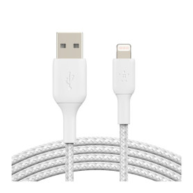 Câble Tressé Lightning 1M BELKIN CAA002bt1MWH - Blanc