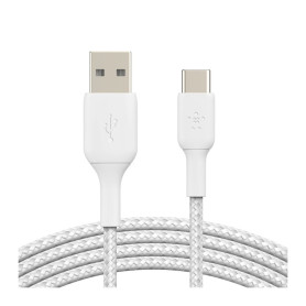 Câble tressé USB-C 1M BELKIN CAB002bt1MWH - Blanc