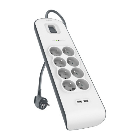 Multiprise/Parafoudre 8 prises + 2 ports USB - cordon de 2m BELKIN BSV804ca2M - Blanc