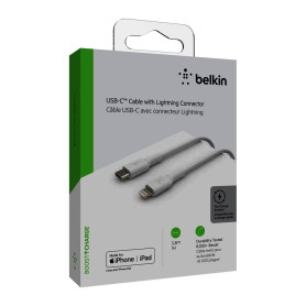 Câble USB-C vers Lightning 1M BELKIN CAA003bt1MWH - Blanc