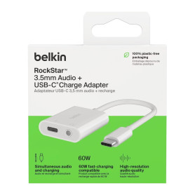 Adaptateur USB-C vers Jack/USB-C BELKIN NPA004BTWH - Blanc