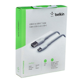 Câble Tressé USB-C / USB-A 3M BELKIN CAB002bt3MWH - Blanc