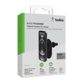 Support Voiture Magsafe (10W) (avec chargeur & câble) BELKIN WIC004BTBK - Noir