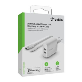 Kit Chargeur Lightning + 2 Ports USB-A BELKIN 24W | Etech-Parts