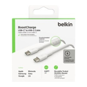 Câble Tressé USB-C/USB-C 2M BELKIN Blanc | Etech-Parts
