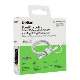 Chargeur, Connecteur - Câble Tressé USB-C / USB-A 2M BELKIN CAB002bt2MWH - Blanc, prix de gros.