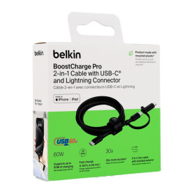 Chargeur, Connecteur - Câble 2-en-1 USB-C vers Lightning - Noir BELKIN, prix de gros.