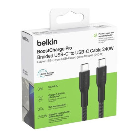 Câble Tressé PCR USB-C / USB-C 240W 2.0 3M BELKIN CAB025hq3MBK - Noir