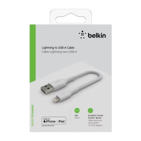 Câble Tressé Lightning 0.15M BELKIN CAA002bt0MWH - Blanc