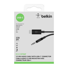 Câble Jack 3.5 mm à USB-C 0.9M BELKIN F7U079bt03-BLK - Noir