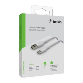 Câble tressé USB-C 1M BELKIN CAB002bt1MWH - Blanc
