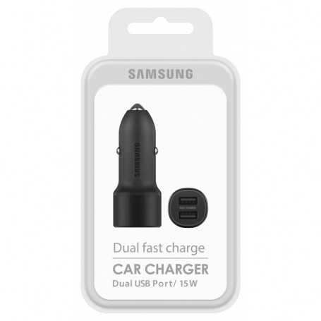 Chargeur allume-cigare Double USB Charge Rapide Samsung 15W - Retail Box (Origine)