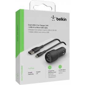 Belkin 2-Port USB Car Charger Kit with MicroUSB Cable 24W