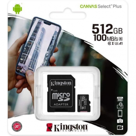 Carte Mémoire Kingston Canvas Select Plus 512 Go - Micro SDHC + Adaptateur SD (Origine)