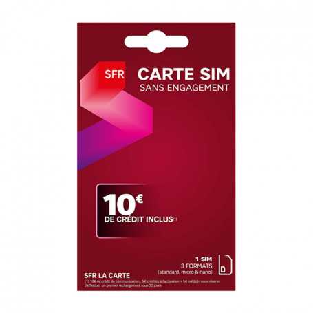 Carte SIM Prépayée SFR La Carte 10€ de Crédit Inclus