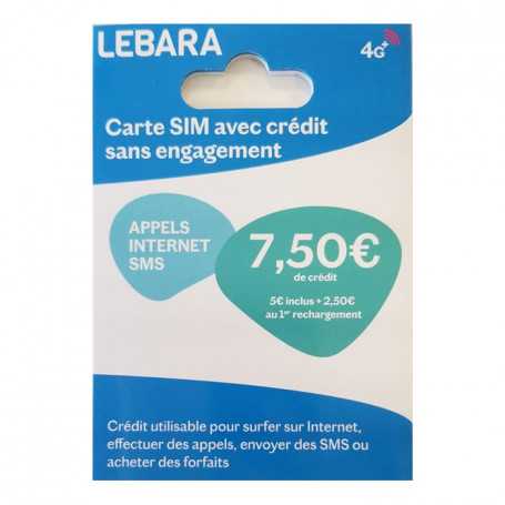 Prepaid Lebara SIM Card with 7.5€ Credit Included