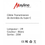 Câble Type-C / Type-C (USB-C) Compatible avec iPhone et Samsung - 1m (Mayline)