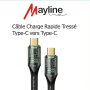 Câble Type-C / Type-C (USB-C) Compatible avec iPhone et Samsung - Tresse nylon - Voyant lumineux - 120W - 1m (Mayline)