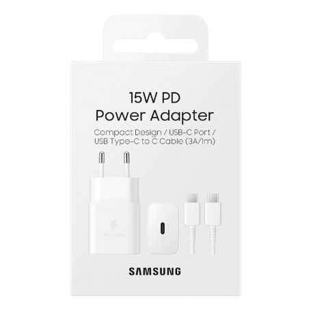 Charging kit Type-C / Type-C Samsung 15W White - Retail Box (Original)