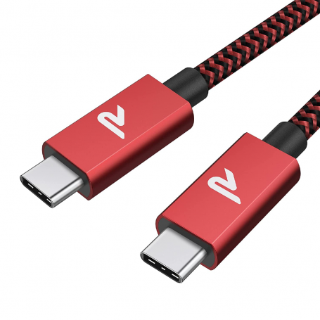 Cable USB-C / USB-C RAMPOW RAD-5 Red/Black Braided Nylon - 2M