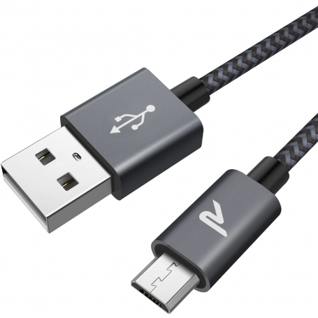 Câble USB / Micro Nylon Tressé RAMPOW RAA-8 Gris/Noir - 2m