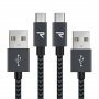 Câble USB / Micro Nylon Tressé RAMPOW RAA-17 Gris/Noir - 1m/2m/3m - Pack de 3