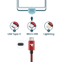 Câble USB / Micro Nylon Tressé RAMPOW RAA-15 Rouge/Noir - 20cm
