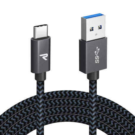 Cable USB / USB-C RAMPOW RAC-02 Gray/Black Braided Nylon - 2m