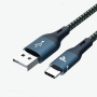 Câble USB / USB-C Nylon Tressé RAMPOW RAC-21 Bleu Navy - 20cm - Pack de 2