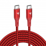 Câble USB-C / USB-C Nylon Tressé RAMPOW RAD-44 Rouge/Noir - 2M