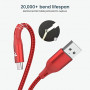 Câble USB / USB-C Nylon Tressé RAMPOW RAC-22 Rouge/Noir - 20cm - Pack de 2