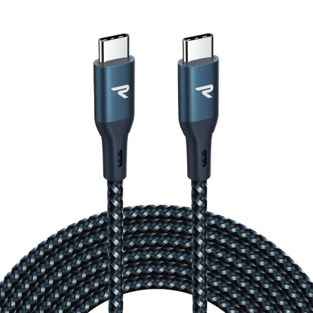 Câble USB-C / USB-C Nylon Tressé RAMPOW RAD-43 Bleu - 2M