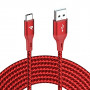 Câble USB / USB-C Nylon Tressé RAMPOW RAC-28 Rouge/Noir - 3m