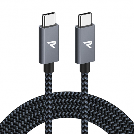Câble USB-C / USB-C Nylon Tressé 60W RAMPOW RAD-19 Gris/Noir - 2M
