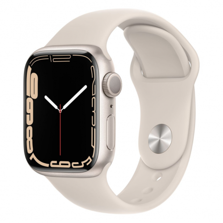 Montre Connectée Apple Watch Series 7 GPS + Cellular 45mm Aluminium Lumière Stellaire Avec Bracelet - Grade AB