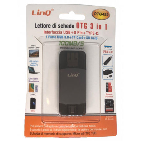 Lecteur de Carte  USB/Carte TF/SD 3 en 1 USB-C / USB LinQ OTG 499