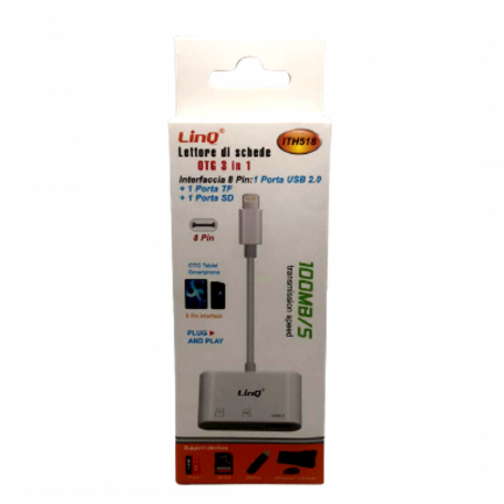 Lecteur de cartes Micro-SD/TF / USB Femelle 3 en 1 Lightning  LinQ ITH518