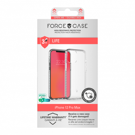 Coque de Protection Transparent FORCE CASE Life - Test de chute 3m - iPhone 12 Pro Max