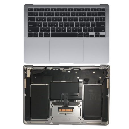 Top Case Keyboard Battery Apple MacBook Air 13 ″ Silver A2337 - Top Case + Battery + Touch + QWERTY Keyboard - Grade AB