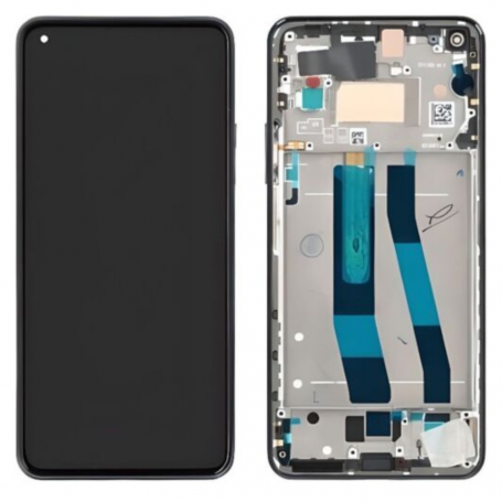 Screen Xiaomi 11 Lite 5G NE / Mi 11 Lite 4G/5G (2021) Silver / White + Frame (Service Pack) - 5600040K9D00